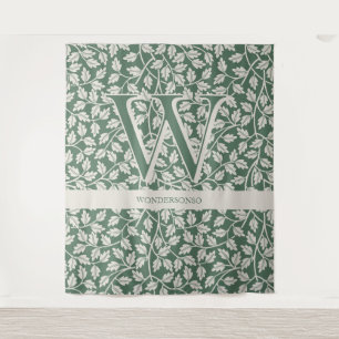 Letter Smaragdgroene Bloem bewerkbare monogram Wandkleed