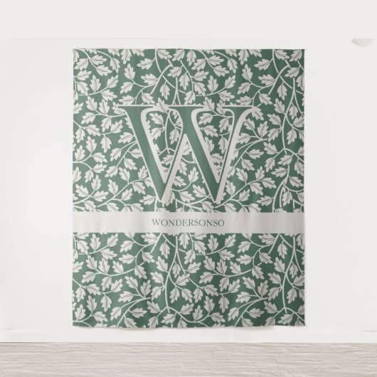 Letter Smaragdgroene Bloem bewerkbare monogram Wandkleed (Voorkant)