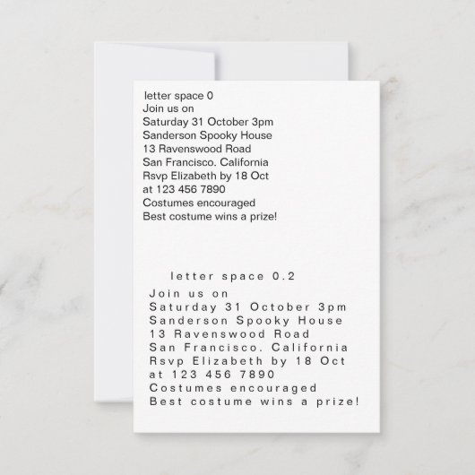 letter spacing kaart (Voorkant)