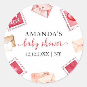 Letter Stamp Sweetheart Valentijn Baby shower Ronde Sticker