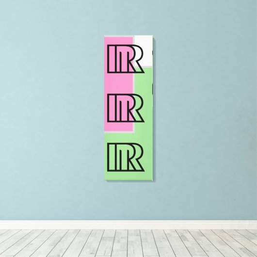 Letter STYLE R Patroonkleur, groen, roze, zwart Canvas Afdruk (Insitu (Houten vloer))