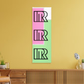 Letter STYLE R Patroonkleur, groen, roze, zwart Canvas Afdruk (Insitu (Woonkamer))