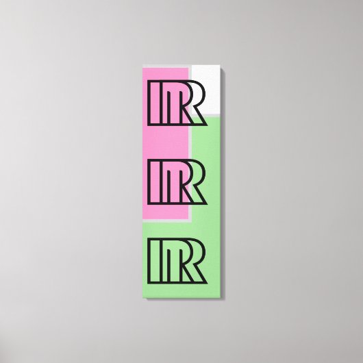 Letter STYLE R Patroonkleur, groen, roze, zwart Canvas Afdruk (Voorkant)