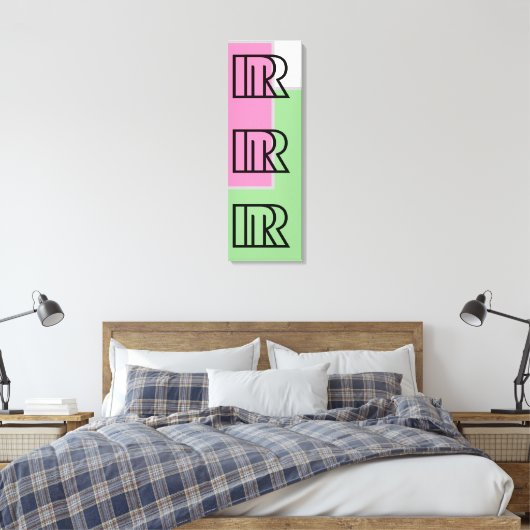 Letter STYLE R Patroonkleur, groen, roze, zwart Canvas Afdruk (Insitu (Slaapkamer))