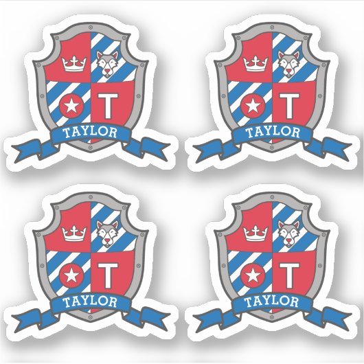 Letter T aangepaste naam Samuel wolf dog ridders k Sticker (Voorkant)