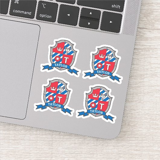 Letter T aangepaste naam Samuel wolf dog ridders k Sticker (Detail)