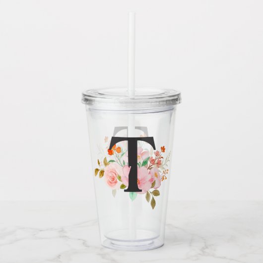 Letter T Acryl Drinkbeker (Voorkant)