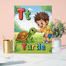 Letter T Alfabet Poster – T staat voor Schildpad