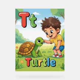 Letter T Alfabet Poster – T staat voor Schildpad