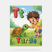 Letter T Alphabet Poster – T is for Turtle  (Voorkant)