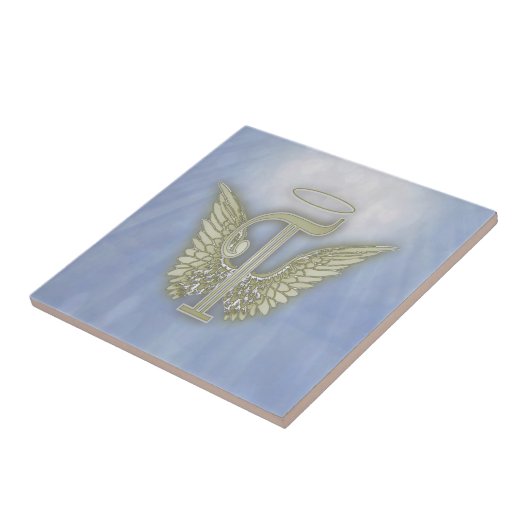 Letter T Angel Monogram Tegeltje (Zijkant)