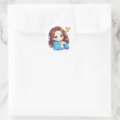 Letter T Anime Vrouw Ronde Sticker (Tas)