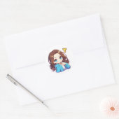 Letter T Anime Vrouw Ronde Sticker (Envelop)