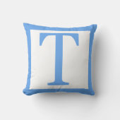Letter T Baby blauwe rand Kussen (Voorkant)