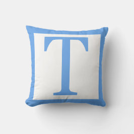Letter T Baby blauwe rand Kussen
