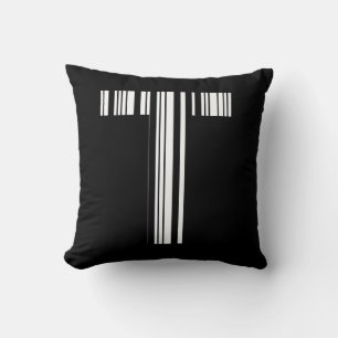 LETTER T BAR CODE Eerste Initiaal Barcodepatroon Kussen