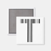 LETTER T BAR CODE Eerste Initiaal Barcodepatroon Magneet (Voorkant / Achterkant)
