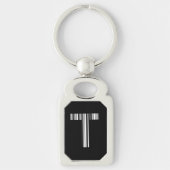 LETTER T BAR CODE Eerste Initiaal Barcodepatroon Sleutelhanger (Voorkant)