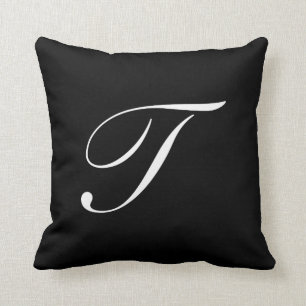 Letter T Black Monogram Pillow Kussen
