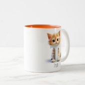 Letter T Cat Alfabet Monogram Koffie Mok (Voorkant rechts)