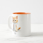 Letter T Cat Alfabet Monogram Koffie Mok (Voorkant links)