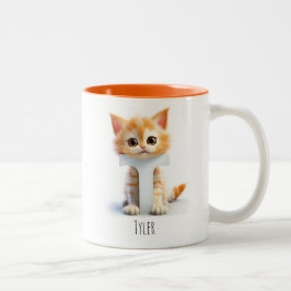 Letter T Cat Alfabet Monogram Koffie Mok
