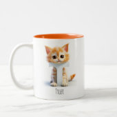 Letter T Cat Alfabet Monogram Koffie Mok (Links)
