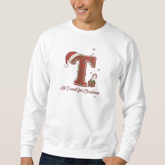 Letter T Christmas Monogram Design Trui (Voorkant)
