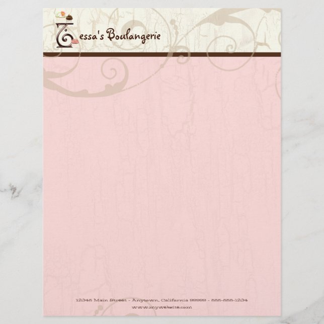 Letter T Cupcake Business Letterhead Custom Briefhoofd (Voorkant)
