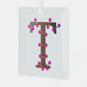 Letter T decoratief initiaal op Glas Ornament (Voorkant links)