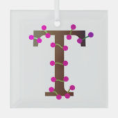 Letter T decoratief initiaal op Glas Ornament (Voorkant)