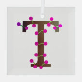 Letter T decoratief initiaal op Glas Ornament (Achterkant)