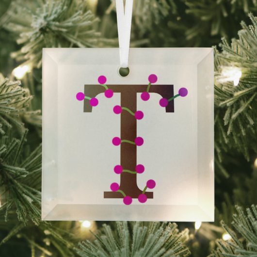Letter T decoratief initiaal op Glas Ornament (Insitu)
