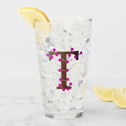 Letter T decoratief initiaal op wit Glas (Voorkant ijs)