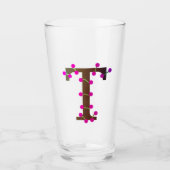 Letter T decoratief initiaal op wit Glas (Voorkant)