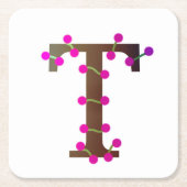 Letter T decoratief initiaal op wit Kartonnen Onderzetters (Voorkant)