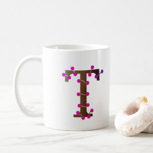 Letter T decoratief initiaal op wit Koffiemok