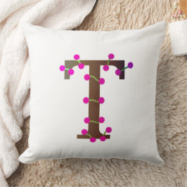 Letter T decoratief initiaal op wit Kussen