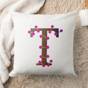 Letter T decoratief initiaal op wit Kussen