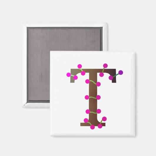 Letter T decoratief initiaal op wit Magneet (Voorkant / Achterkant)