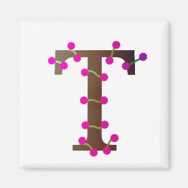 Letter T decoratief initiaal op wit Magneet