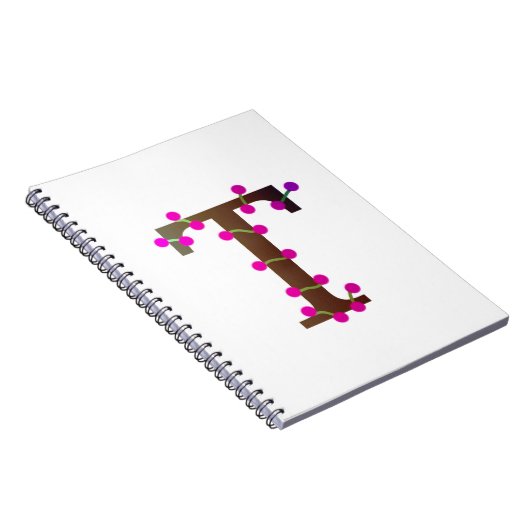 Letter T decoratief initiaal op wit Notitieboek (Rechterzijde)