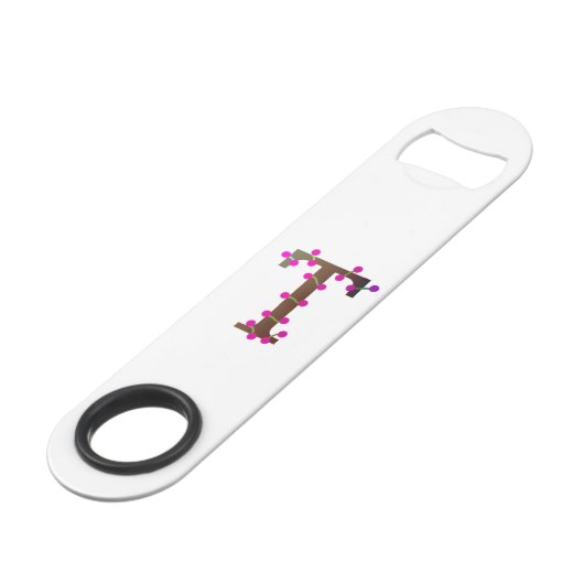Letter T decoratief initiaal op wit Speed Flessenopener (Voorkant Gekanteld)