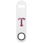 Letter T decoratief initiaal op wit Speed Flessenopener (Voorkant)