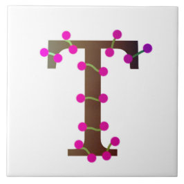 Letter T decoratief initiaal op wit Tegeltje