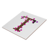 Letter T decoratief initiaal op wit Tegeltje (Zijkant)