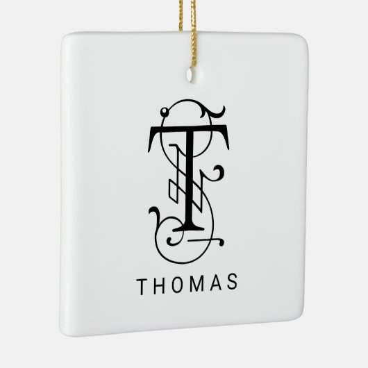 Letter T Elegant Monogram Kerst Ornament (Rechts)