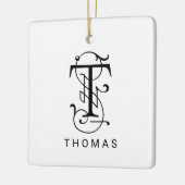 Letter T Elegant Monogram Kerst Ornament (Links)