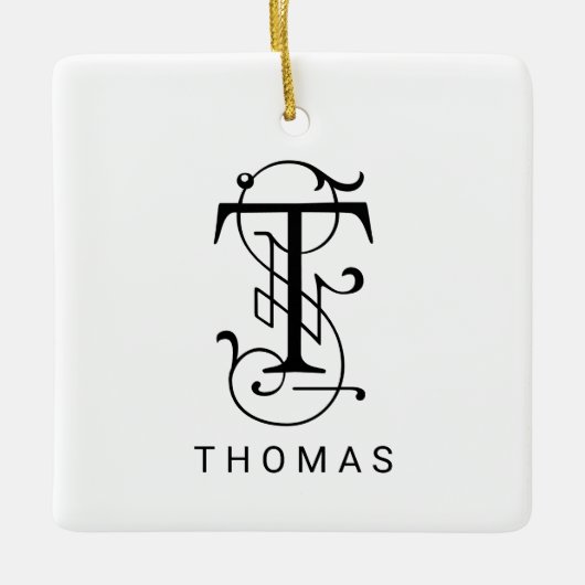 Letter T Elegant Monogram Kerst Ornament (Voorkant)