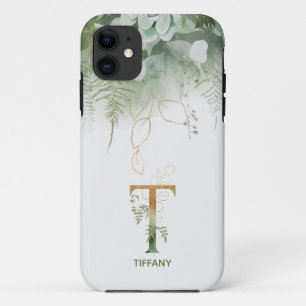 Letter T Fern & Succulent Hoesje-Mate iPhone Case